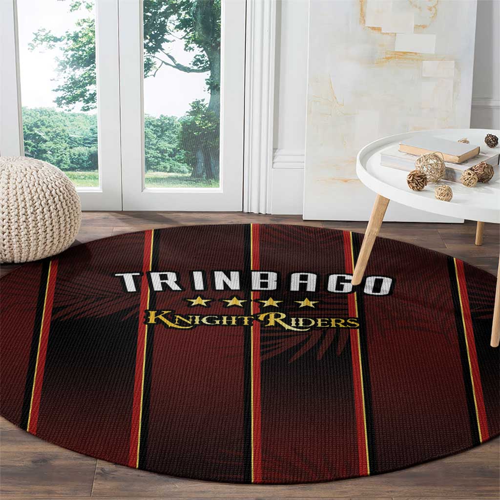 Trinbago Cricket Knight Riders Round Carpet Palm Leaves with Vertical Stripes Sporty Style - Wonder Print Shop