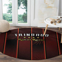 Trinbago Cricket Knight Riders Round Carpet Palm Leaves with Vertical Stripes Sporty Style - Wonder Print Shop