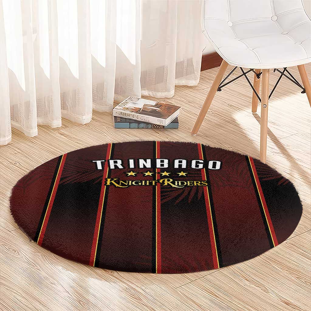 Trinbago Cricket Knight Riders Round Carpet Palm Leaves with Vertical Stripes Sporty Style - Wonder Print Shop