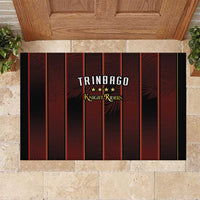 Trinbago Cricket Knight Riders Rubber Doormat Palm Leaves with Vertical Stripes Sporty Style - Wonder Print Shop