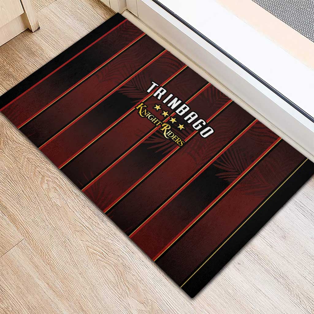 Trinbago Cricket Knight Riders Rubber Doormat Palm Leaves with Vertical Stripes Sporty Style - Wonder Print Shop
