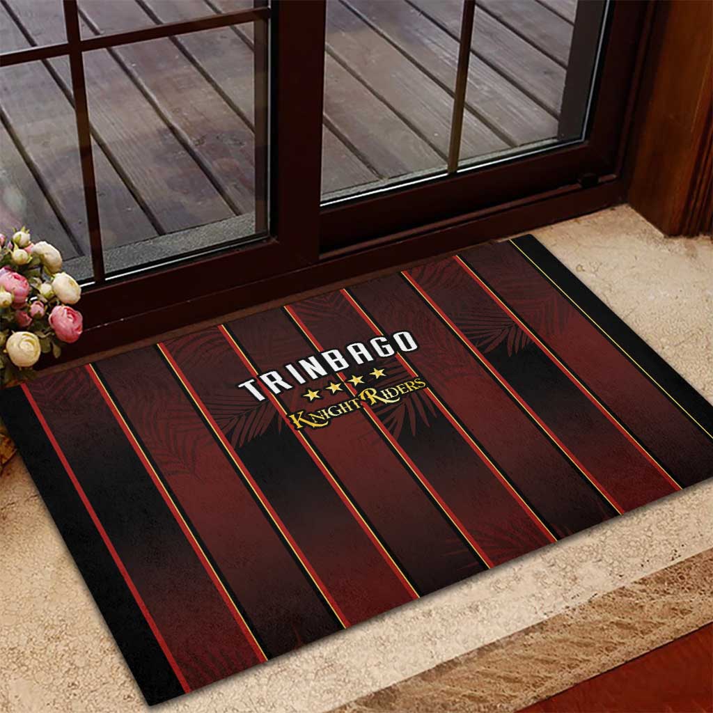 Trinbago Cricket Knight Riders Rubber Doormat Palm Leaves with Vertical Stripes Sporty Style - Wonder Print Shop
