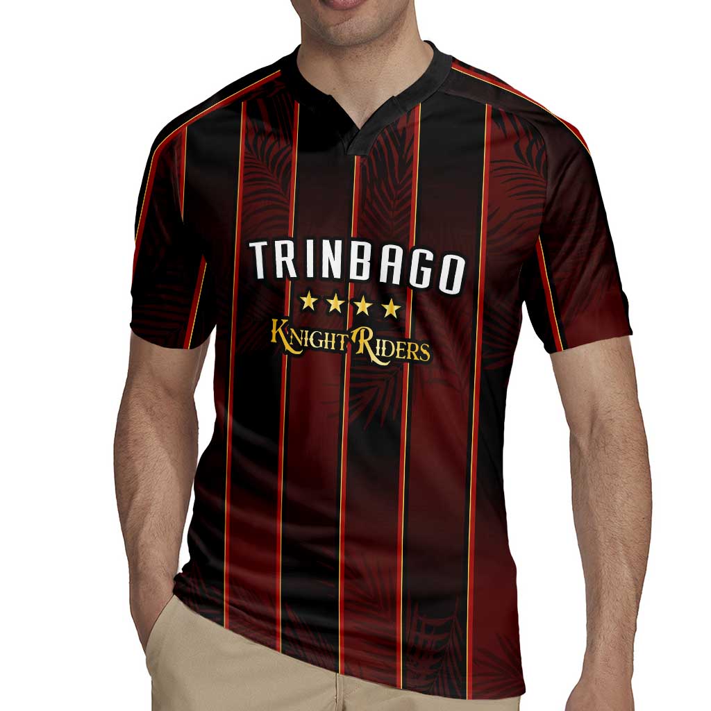 Custom Trinbago Cricket Knight Riders Rugby Jersey Palm Leaves with Vertical Stripes Sporty Style - Wonder Print Shop