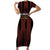 Custom Trinbago Cricket Knight Riders Short Sleeve Bodycon Dress Palm Leaves with Vertical Stripes Sporty Style - Wonder Print Shop