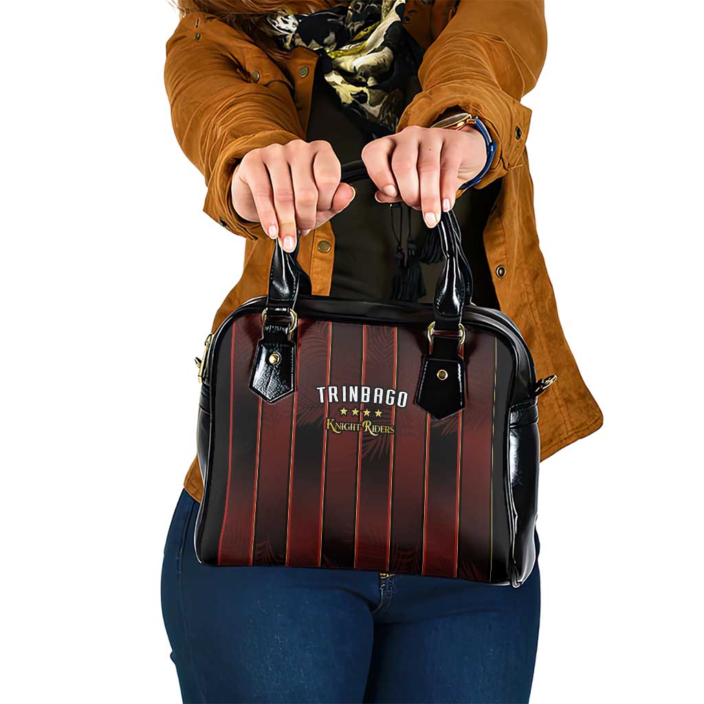 Trinbago Cricket Knight Riders Shoulder Handbag Palm Leaves with Vertical Stripes Sporty Style - Wonder Print Shop
