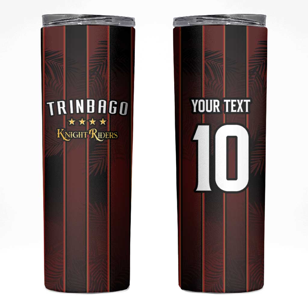 Custom Trinbago Cricket Knight Riders Skinny Tumbler Palm Leaves with Vertical Stripes Sporty Style - Wonder Print Shop