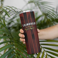 Custom Trinbago Cricket Knight Riders Skinny Tumbler Palm Leaves with Vertical Stripes Sporty Style - Wonder Print Shop