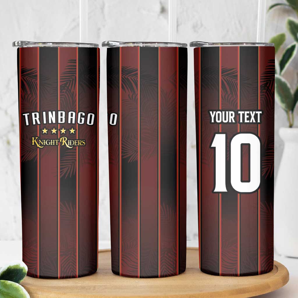 Custom Trinbago Cricket Knight Riders Skinny Tumbler Palm Leaves with Vertical Stripes Sporty Style - Wonder Print Shop