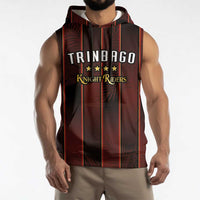 Custom Trinbago Cricket Knight Riders Sleeveless Hoodie Palm Leaves with Vertical Stripes Sporty Style - Wonder Print Shop