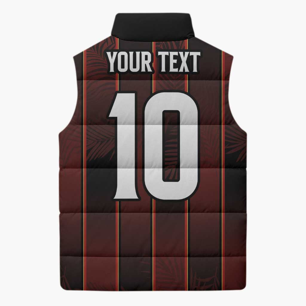 Custom Trinbago Cricket Knight Riders Sleeveless Puffer Jacket Palm Leaves with Vertical Stripes Sporty Style - Wonder Print Shop