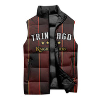 Custom Trinbago Cricket Knight Riders Sleeveless Puffer Jacket Palm Leaves with Vertical Stripes Sporty Style - Wonder Print Shop