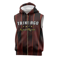 Custom Trinbago Cricket Knight Riders Sleeveless Zip Hoodie Palm Leaves with Vertical Stripes Sporty Style - Wonder Print Shop