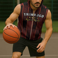 Custom Trinbago Cricket Knight Riders Sleeveless Zip Hoodie Palm Leaves with Vertical Stripes Sporty Style - Wonder Print Shop