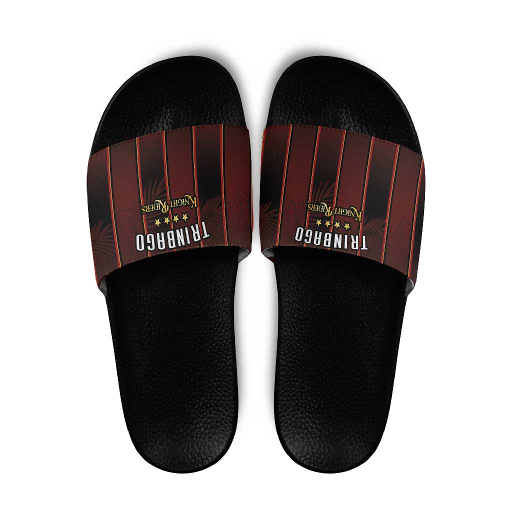 Trinbago Cricket Knight Riders Slide Sandals Palm Leaves with Vertical Stripes Sporty Style - Wonder Print Shop