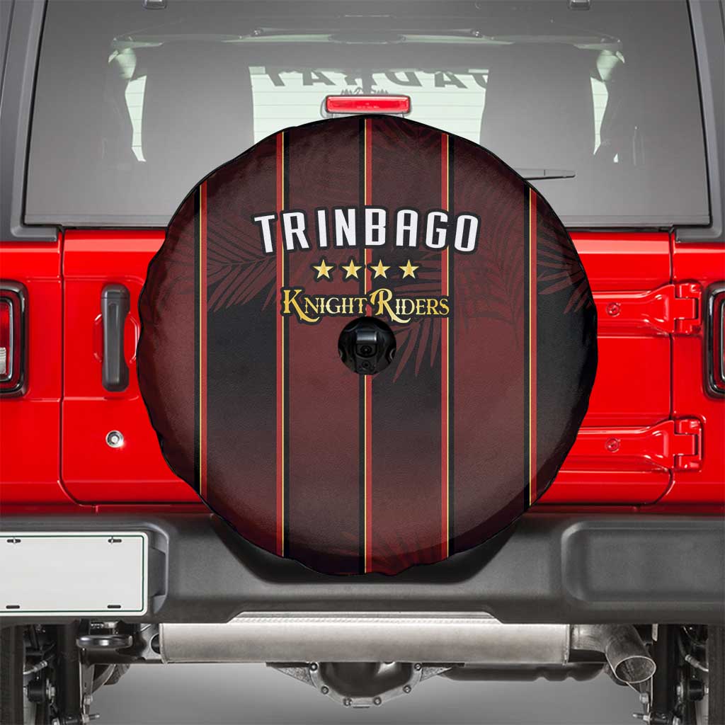 Trinbago Cricket Knight Riders Spare Tire Cover Palm Leaves with Vertical Stripes Sporty Style - Wonder Print Shop