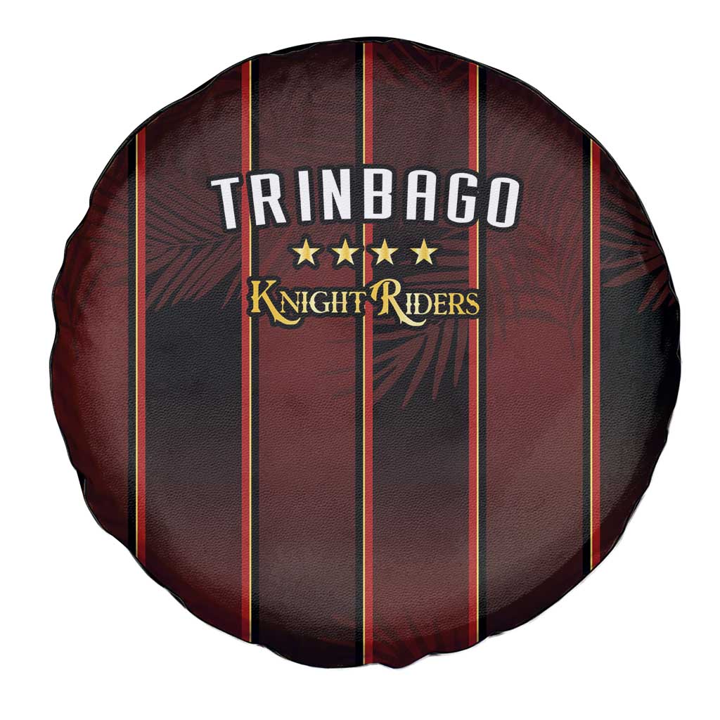 Trinbago Cricket Knight Riders Spare Tire Cover Palm Leaves with Vertical Stripes Sporty Style - Wonder Print Shop