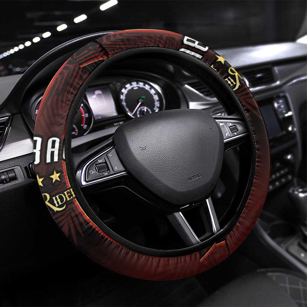 Trinbago Cricket Knight Riders Steering Wheel Cover Palm Leaves with Vertical Stripes Sporty Style - Wonder Print Shop
