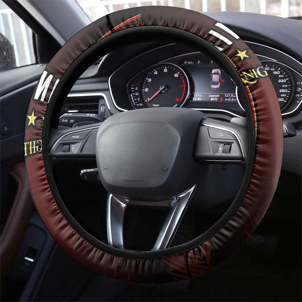 Trinbago Cricket Knight Riders Steering Wheel Cover Palm Leaves with Vertical Stripes Sporty Style - Wonder Print Shop