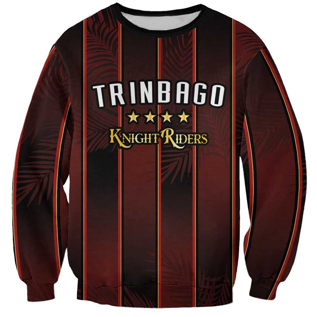 Custom Trinbago Cricket Knight Riders Sweatshirt Palm Leaves with Vertical Stripes Sporty Style - Wonder Print Shop