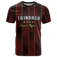 Custom Trinbago Cricket Knight Riders T Shirt Palm Leaves with Vertical Stripes Sporty Style - Wonder Print Shop
