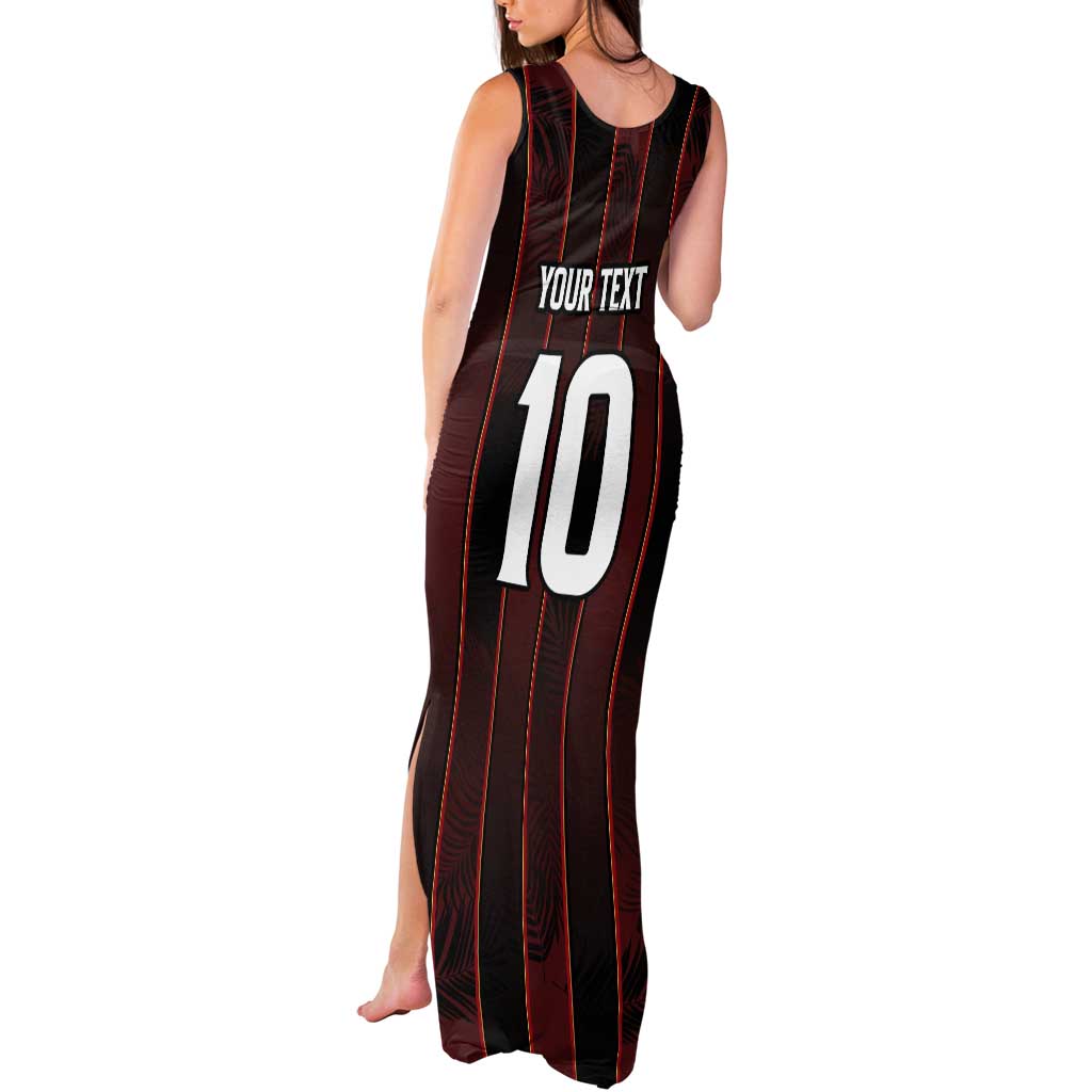 Custom Trinbago Cricket Knight Riders Tank Maxi Dress Palm Leaves with Vertical Stripes Sporty Style - Wonder Print Shop
