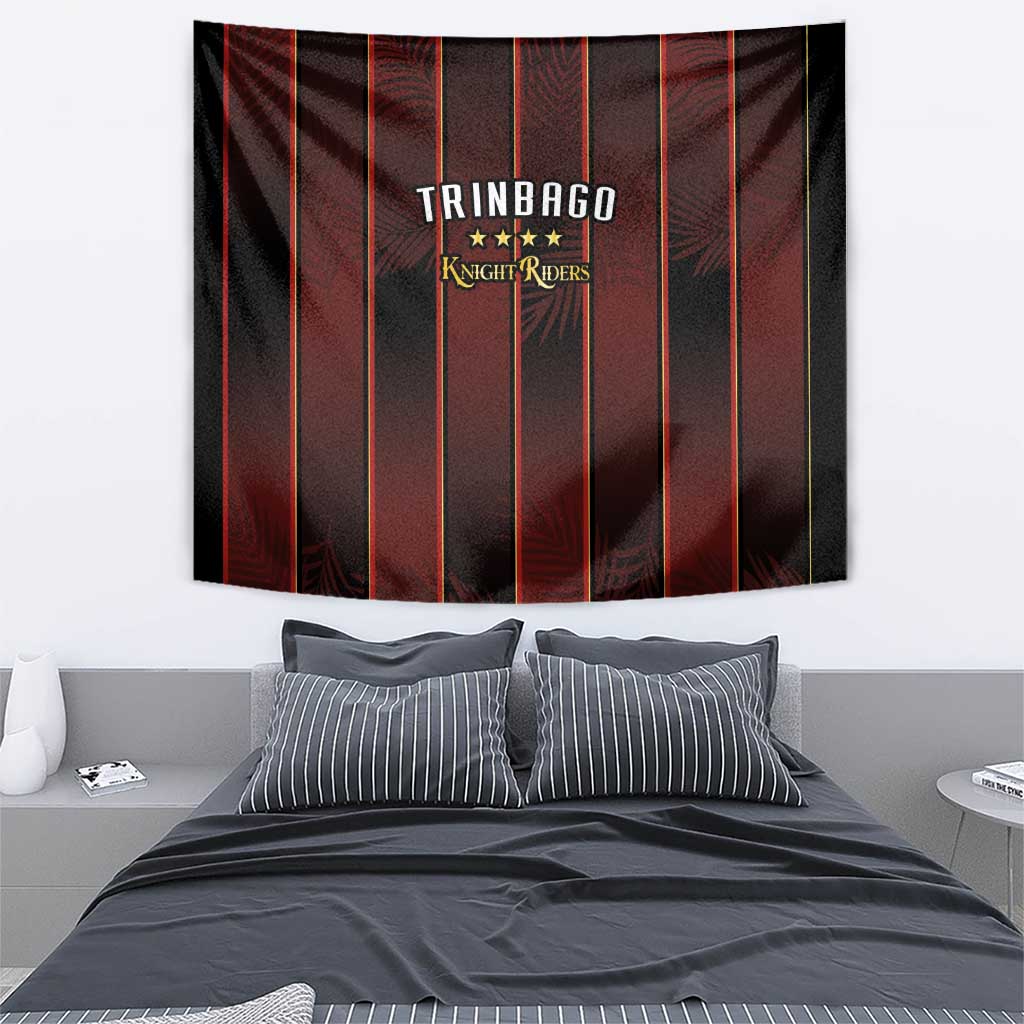 Trinbago Cricket Knight Riders Tapestry Palm Leaves with Vertical Stripes Sporty Style - Wonder Print Shop