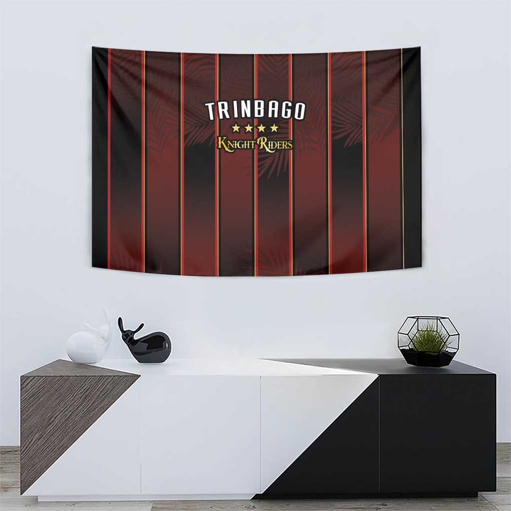 Trinbago Cricket Knight Riders Tapestry Palm Leaves with Vertical Stripes Sporty Style - Wonder Print Shop