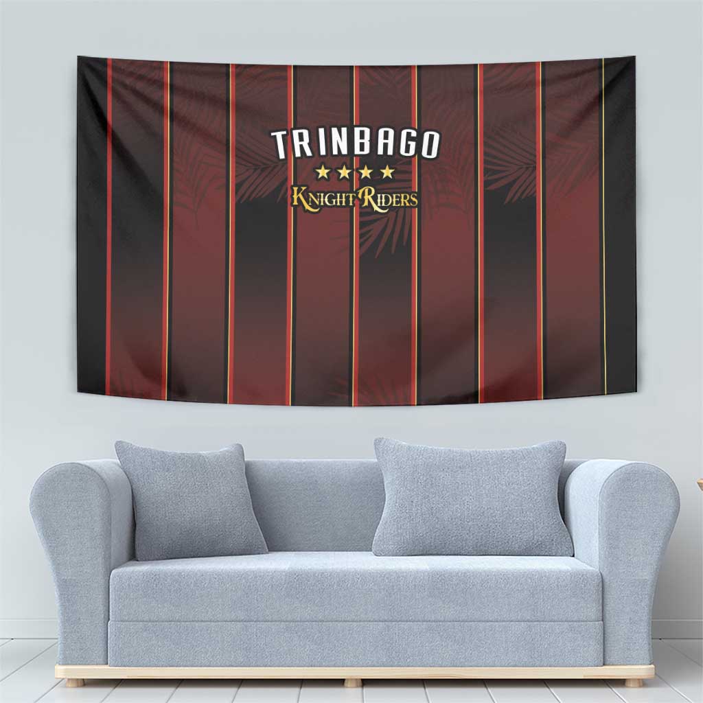 Trinbago Cricket Knight Riders Tapestry Palm Leaves with Vertical Stripes Sporty Style - Wonder Print Shop