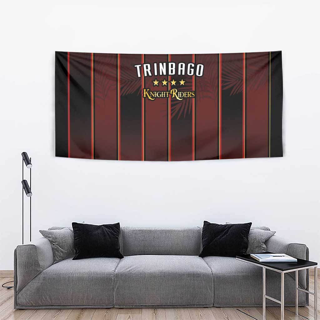 Trinbago Cricket Knight Riders Tapestry Palm Leaves with Vertical Stripes Sporty Style - Wonder Print Shop