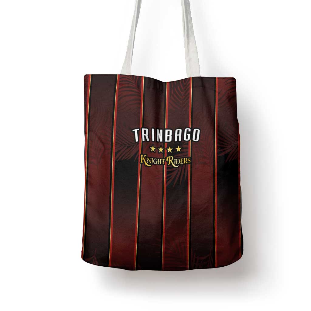 Trinbago Cricket Knight Riders Tote Bag Palm Leaves with Vertical Stripes Sporty Style - Wonder Print Shop
