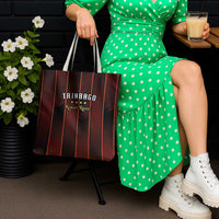 Trinbago Cricket Knight Riders Tote Bag Palm Leaves with Vertical Stripes Sporty Style - Wonder Print Shop