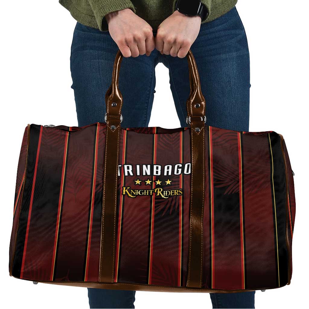 Trinbago Cricket Knight Riders Travel Bag Palm Leaves with Vertical Stripes Sporty Style - Wonder Print Shop