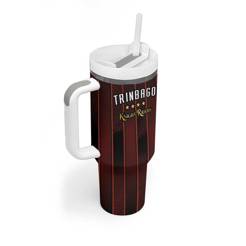 Custom Trinbago Cricket Knight Riders Tumbler With Handle Palm Leaves with Vertical Stripes Sporty Style - Wonder Print Shop