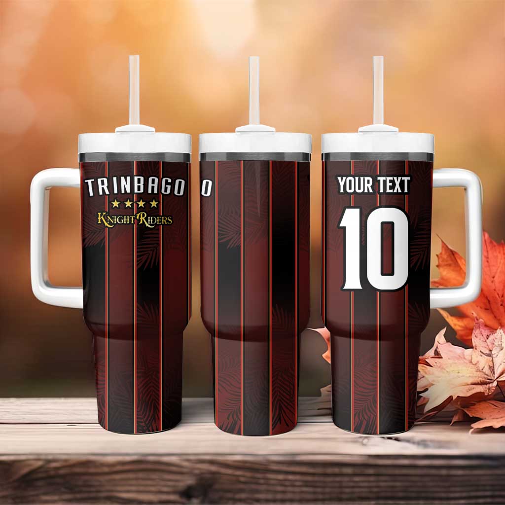 Custom Trinbago Cricket Knight Riders Tumbler With Handle Palm Leaves with Vertical Stripes Sporty Style - Wonder Print Shop