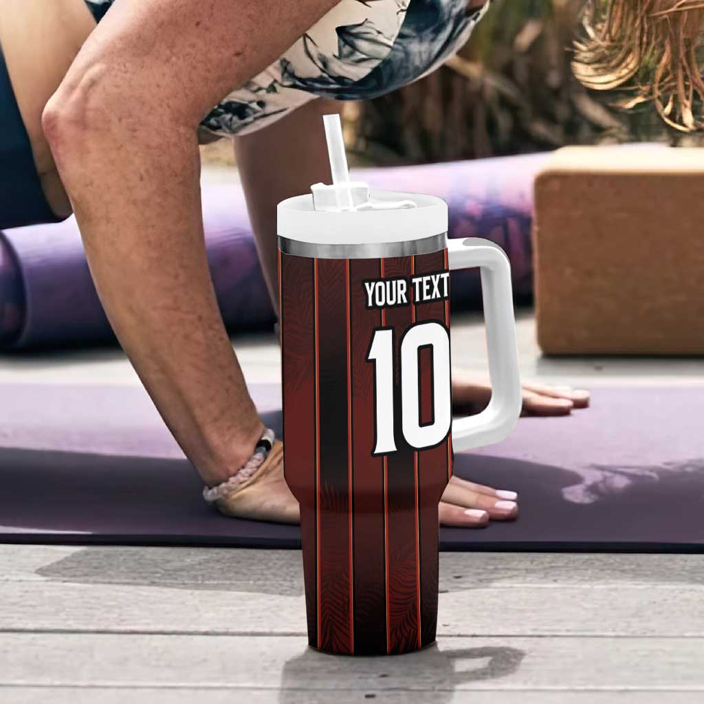 Custom Trinbago Cricket Knight Riders Tumbler With Handle Palm Leaves with Vertical Stripes Sporty Style - Wonder Print Shop