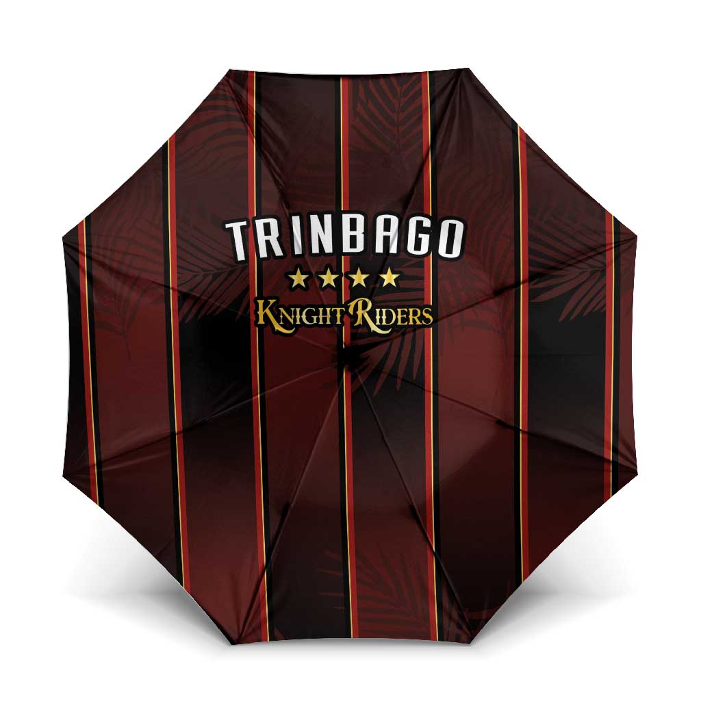 Trinbago Cricket Knight Riders Umbrella Palm Leaves with Vertical Stripes Sporty Style - Wonder Print Shop