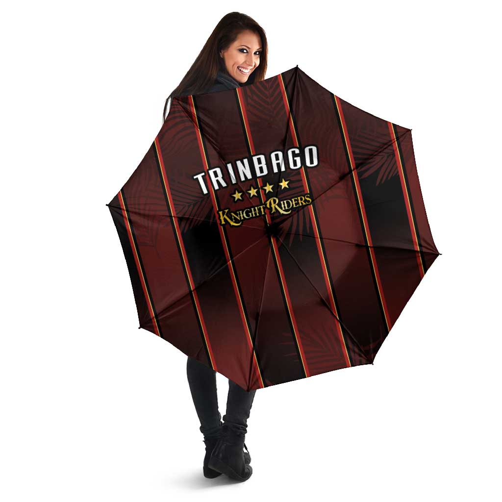 Trinbago Cricket Knight Riders Umbrella Palm Leaves with Vertical Stripes Sporty Style - Wonder Print Shop