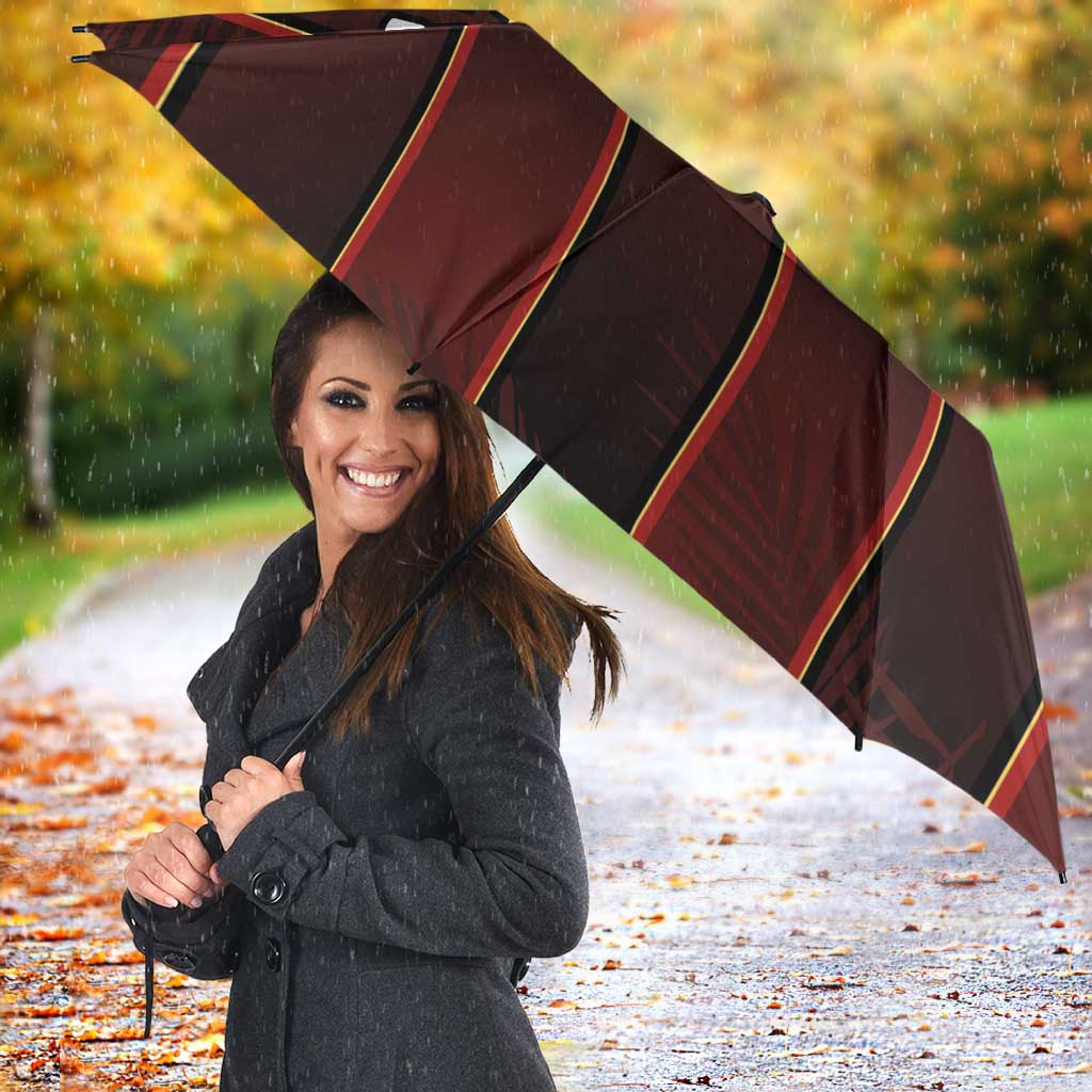 Trinbago Cricket Knight Riders Umbrella Palm Leaves with Vertical Stripes Sporty Style - Wonder Print Shop