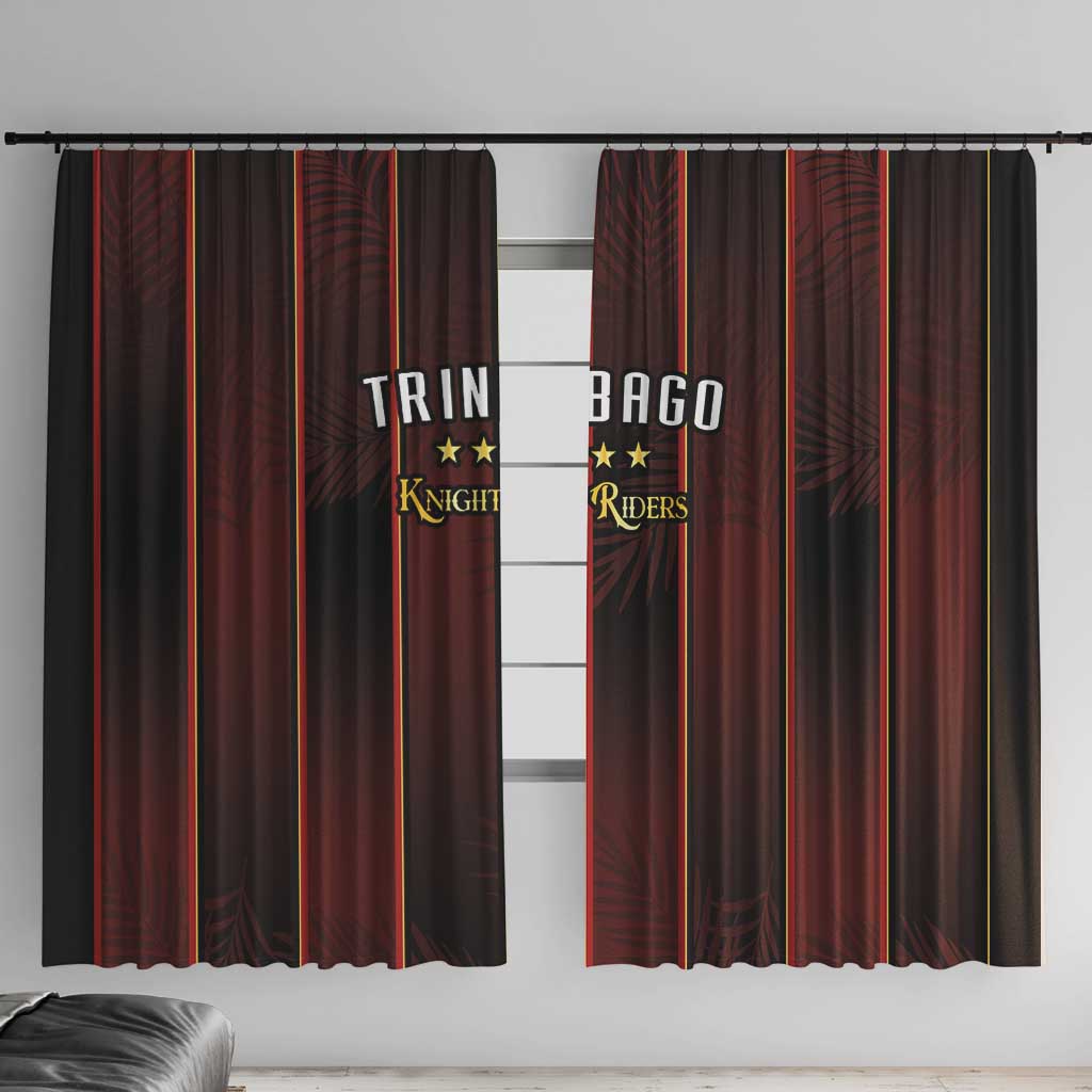 Trinbago Cricket Knight Riders Window Curtain Palm Leaves with Vertical Stripes Sporty Style - Wonder Print Shop