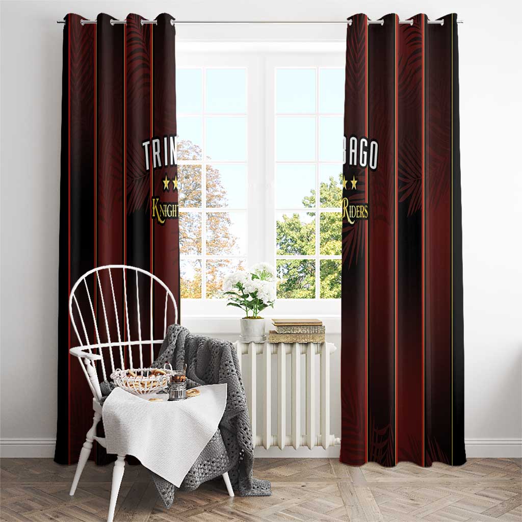 Trinbago Cricket Knight Riders Window Curtain Palm Leaves with Vertical Stripes Sporty Style - Wonder Print Shop