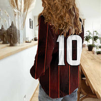 Custom Trinbago Cricket Knight Riders Women Casual Shirt Palm Leaves with Vertical Stripes Sporty Style - Wonder Print Shop