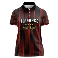 Custom Trinbago Cricket Knight Riders Women Polo Shirt Palm Leaves with Vertical Stripes Sporty Style - Wonder Print Shop