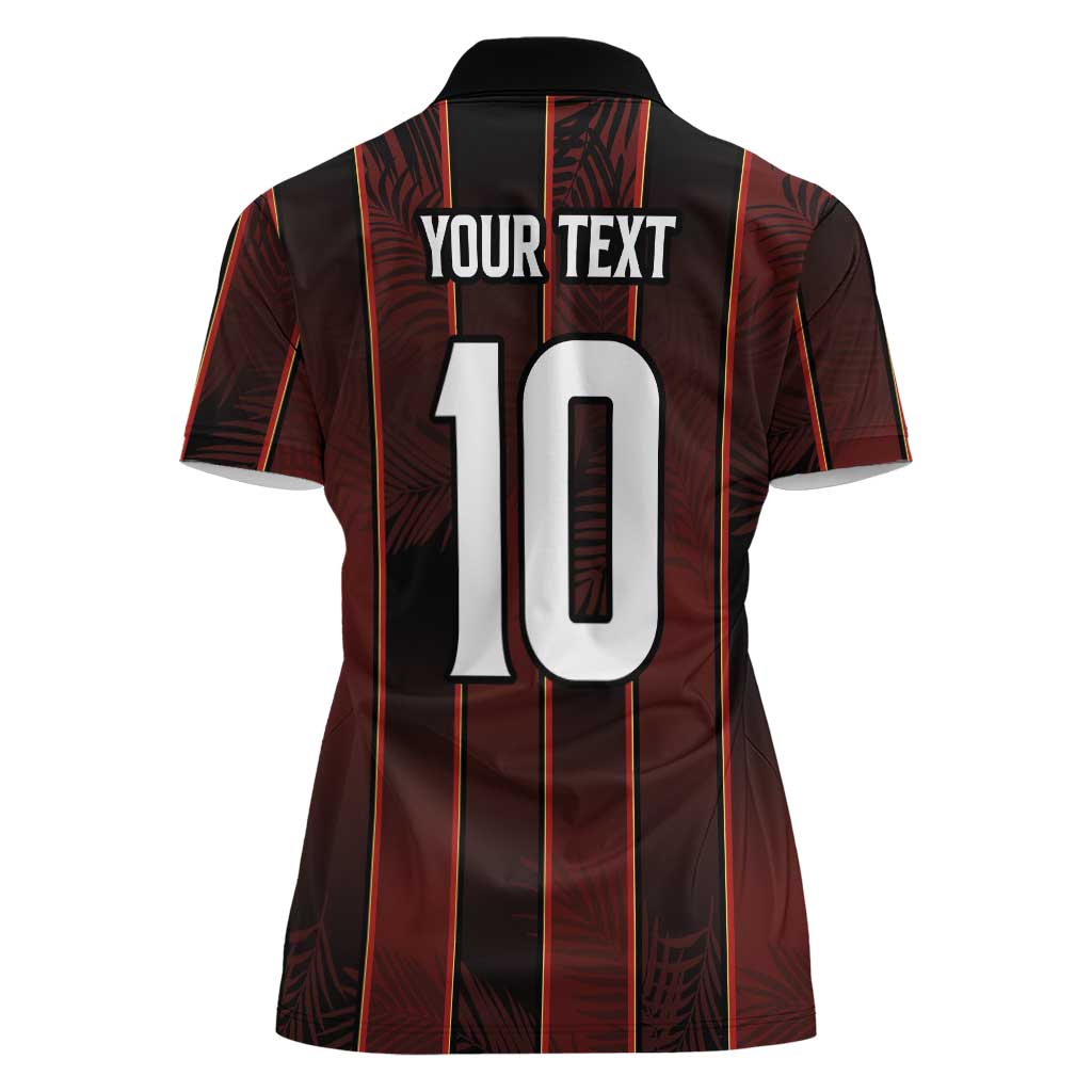 Custom Trinbago Cricket Knight Riders Women Polo Shirt Palm Leaves with Vertical Stripes Sporty Style - Wonder Print Shop