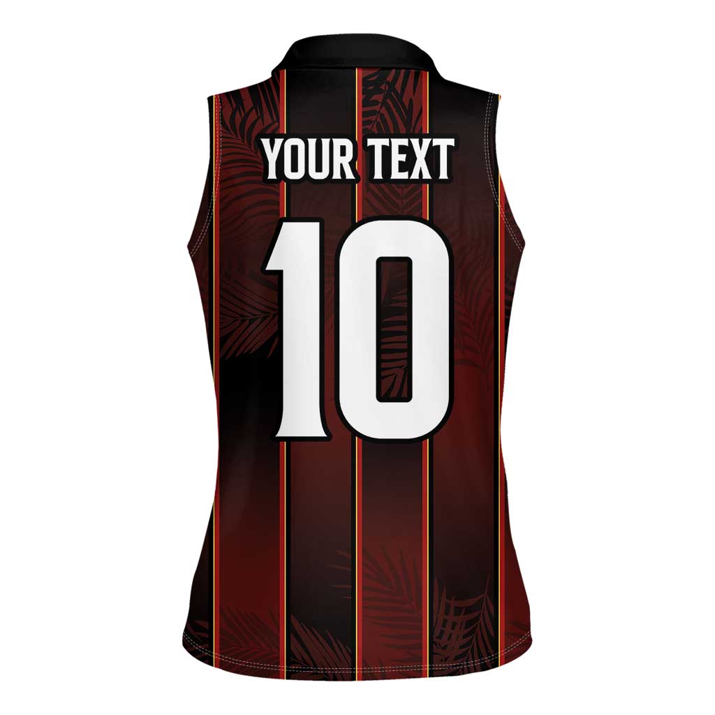 Custom Trinbago Cricket Knight Riders Women Sleeveless Polo Shirt Palm Leaves with Vertical Stripes Sporty Style - Wonder Print Shop