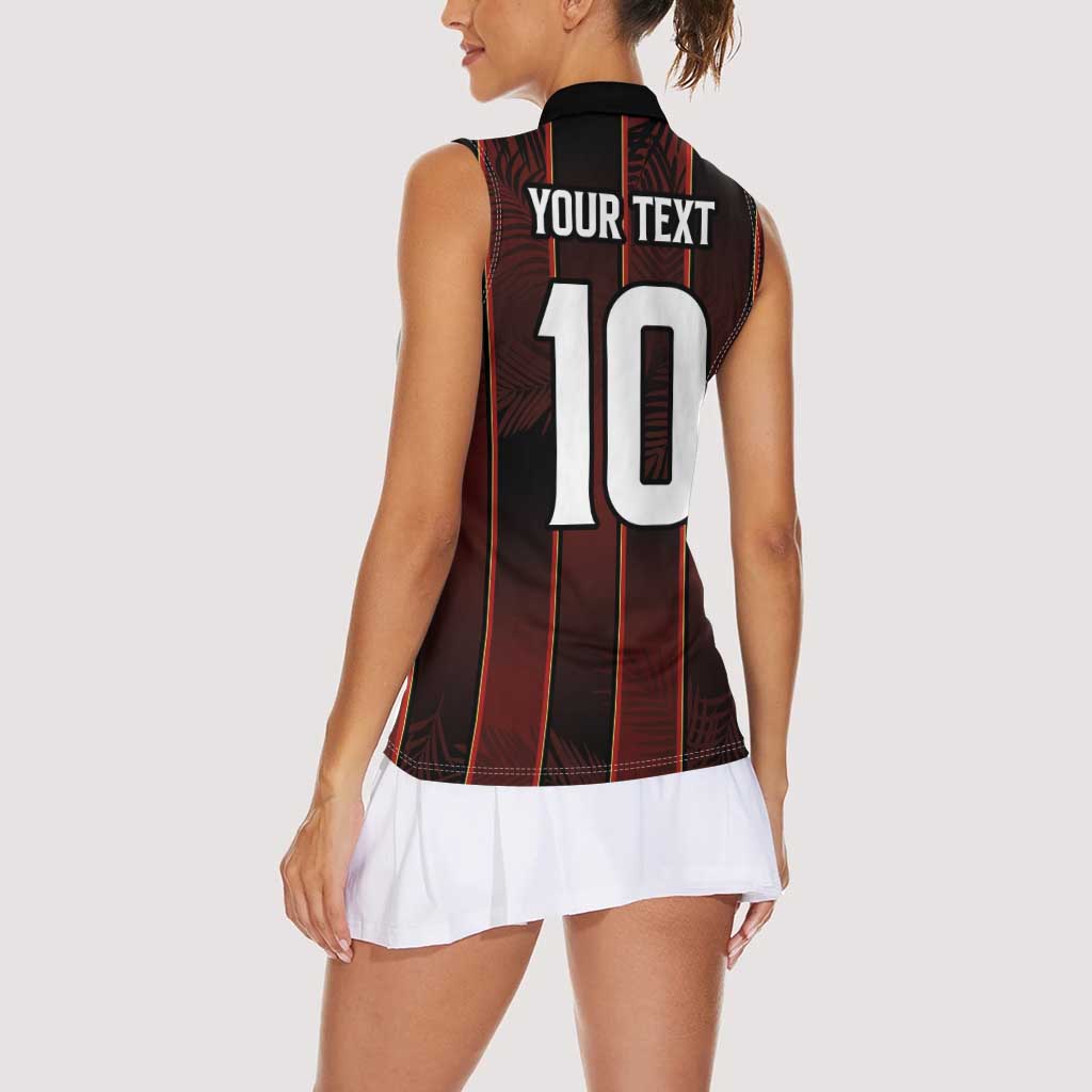 Custom Trinbago Cricket Knight Riders Women Sleeveless Polo Shirt Palm Leaves with Vertical Stripes Sporty Style - Wonder Print Shop