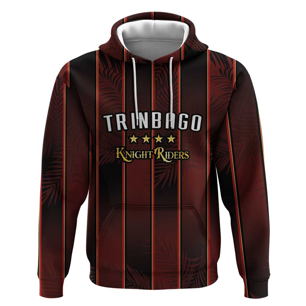 Custom Trinbago Cricket Knight Riders Zip Hoodie Palm Leaves with Vertical Stripes Sporty Style - Wonder Print Shop