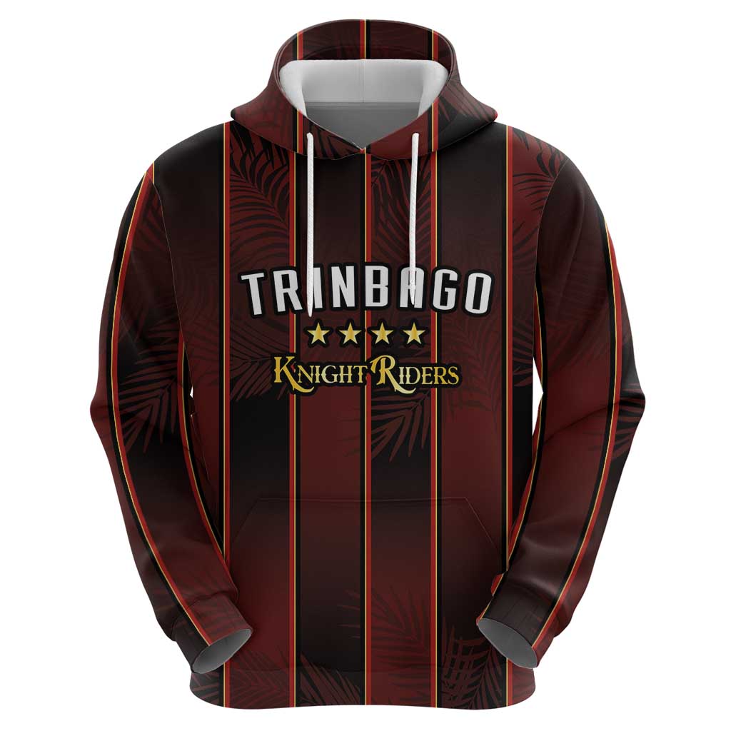 Custom Trinbago Cricket Knight Riders Zip Hoodie Palm Leaves with Vertical Stripes Sporty Style - Wonder Print Shop