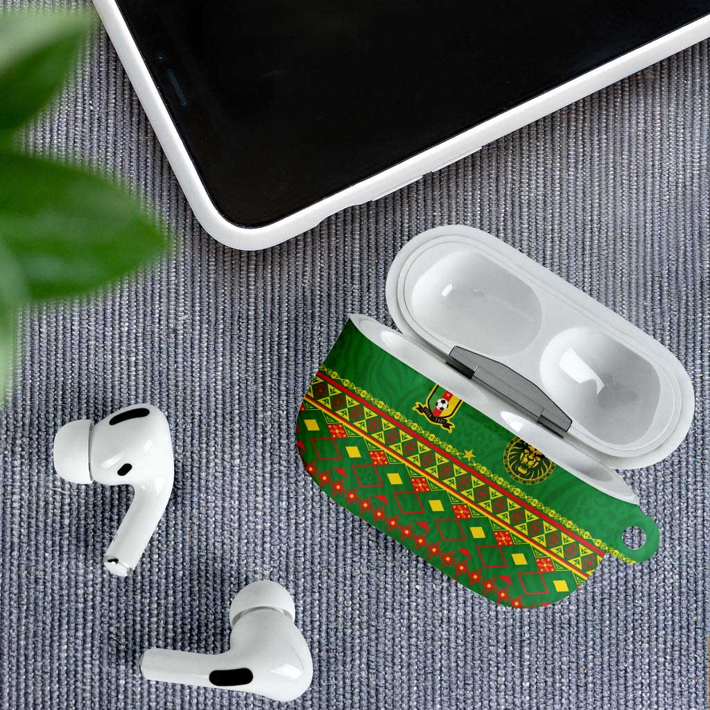 Cameroon Football AirPods Case Tribal Motifs Green Color - Wonder Print Shop