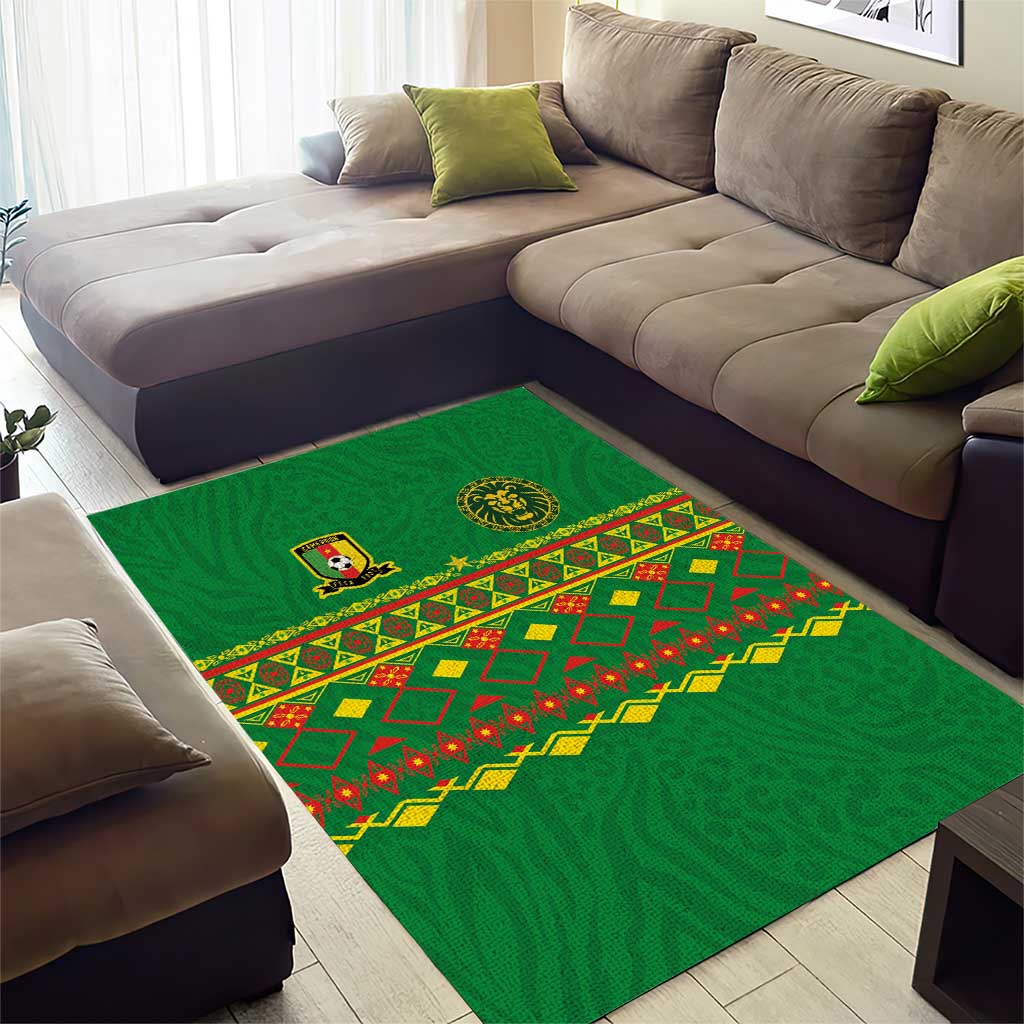 Cameroon Football Area Rug Tribal Motifs Green Color - Wonder Print Shop