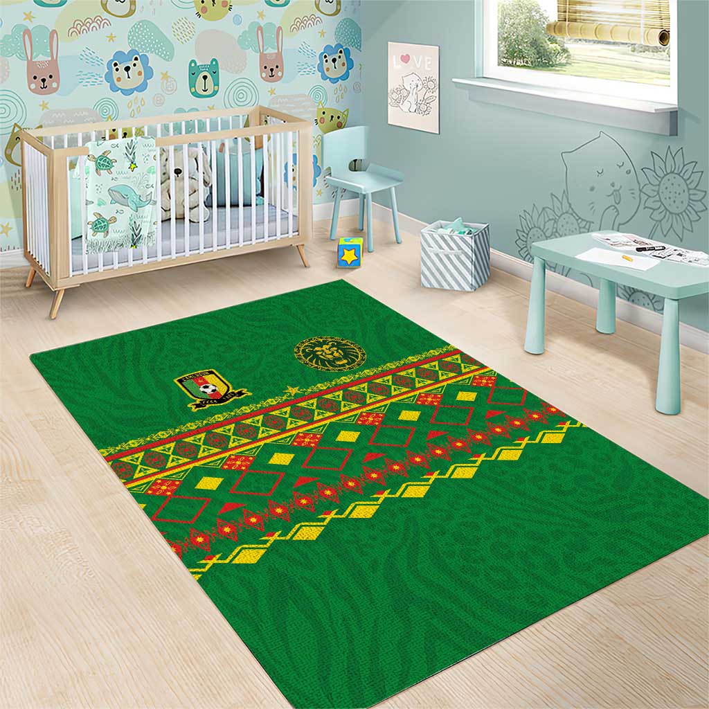 Cameroon Football Area Rug Tribal Motifs Green Color - Wonder Print Shop